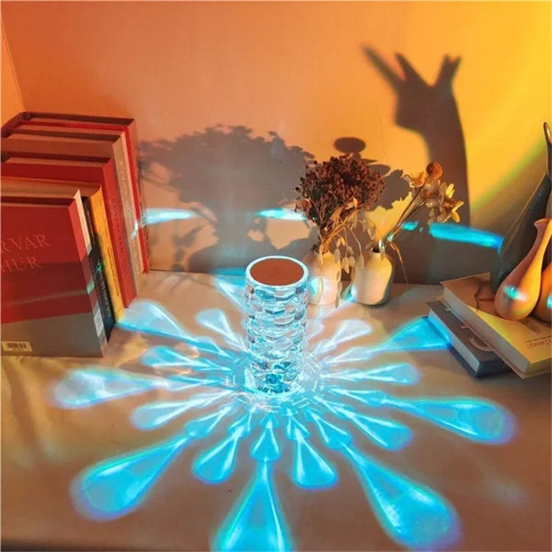 Lámpara de mesa de cristal recargable, luz nocturna de diamante con forma de lágrima, lámpara LED de cabecera, 3 y 16 colores, lámpara táctil para la decoración del hogar y el dormitorio.