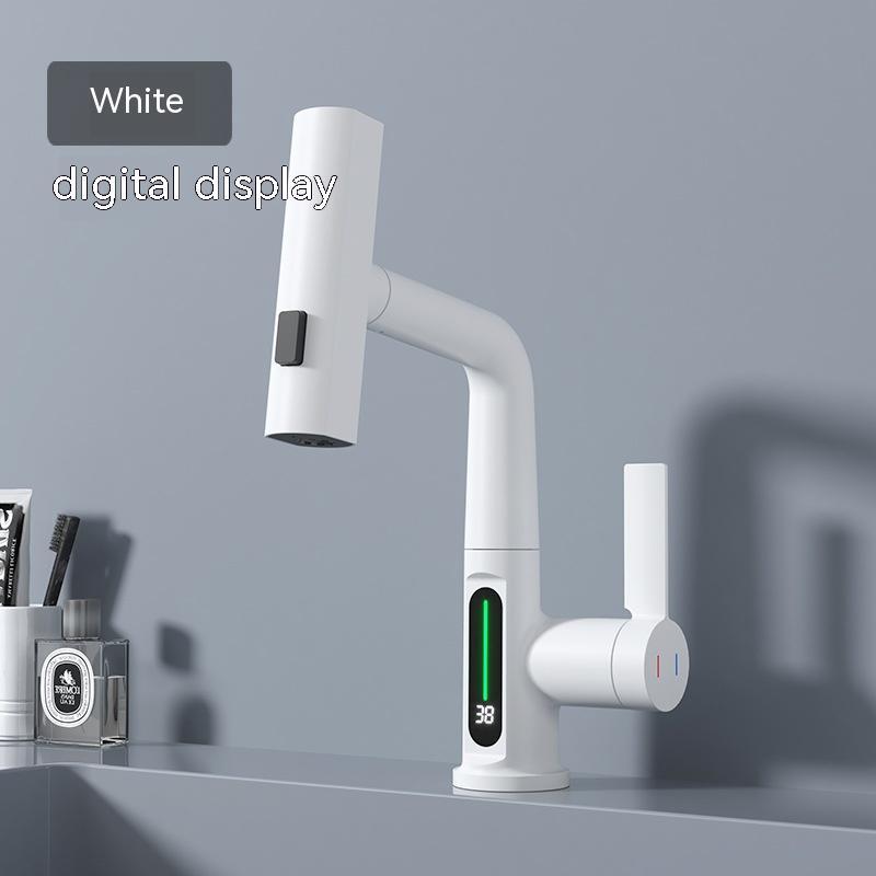 Grifo extensible con pantalla digital inteligente para lavabo, rotación con pantalla digital de temperatura