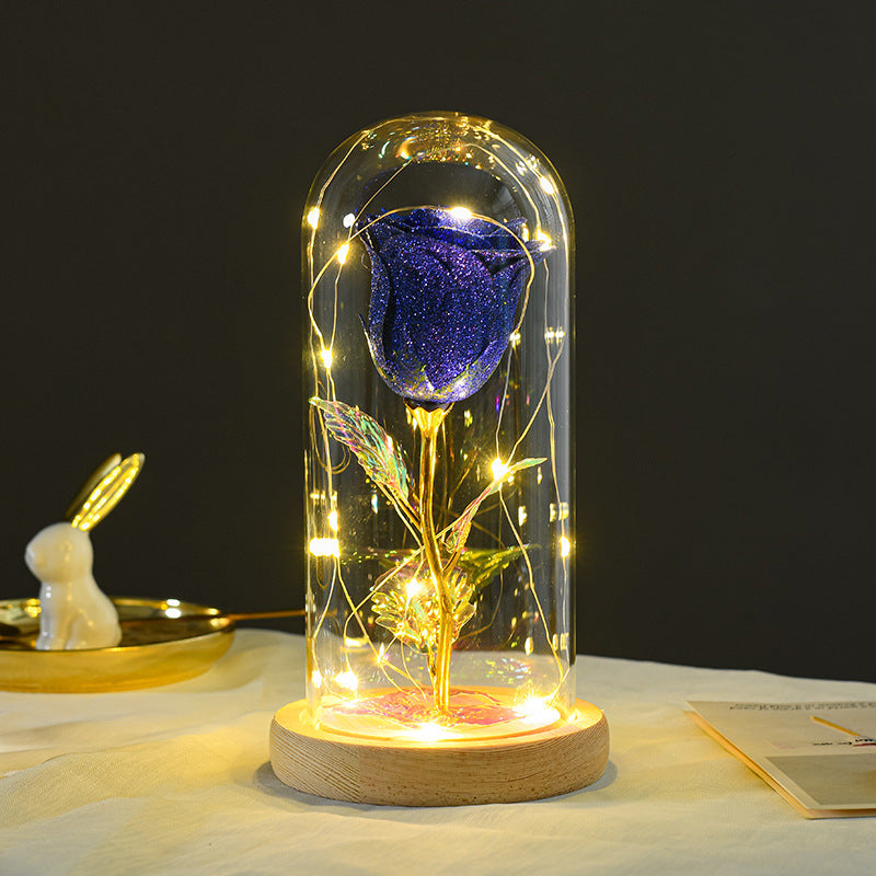 Regalo de San Valentín para novia: flores de rosas eternas con luz LED en cúpula de cristal, decoración para bodas, Día de la Madre, regalo para mujer