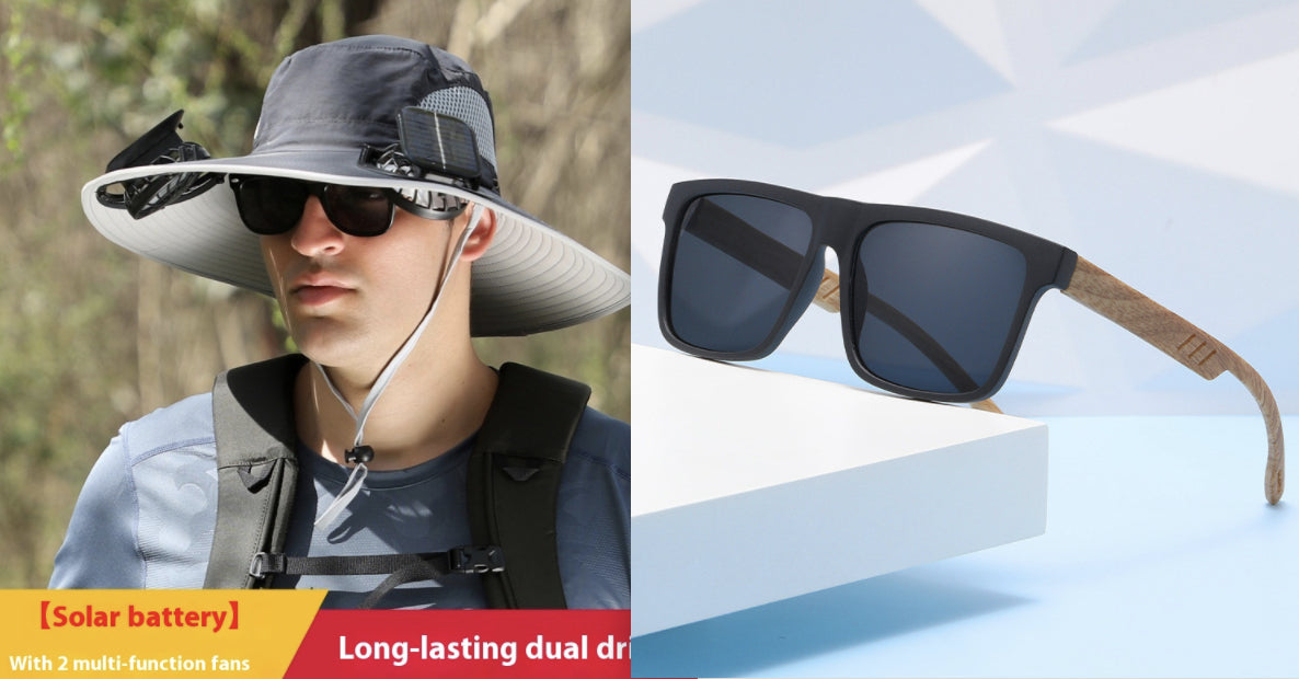 Sombrero de sol de ala ancha para exteriores con ventilador solar, sombrero de pesca para exteriores con ventilador solar de ala ancha, carga solar USB, sombrero ajustable alimentado por energía solar