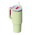 Vaso de 40 Oz con Asa Pajita Aislado, Vaso de Acero Inoxidable a Prueba de Derrames al Vacío para Café con Tapa, Taza Cónica, Regalos para Amantes en San Valentín, Adecuado para Coche, Gimnasio, Oficina, Viajes