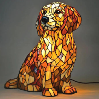 Lámpara decorativa de perro extraño y colorido de resina