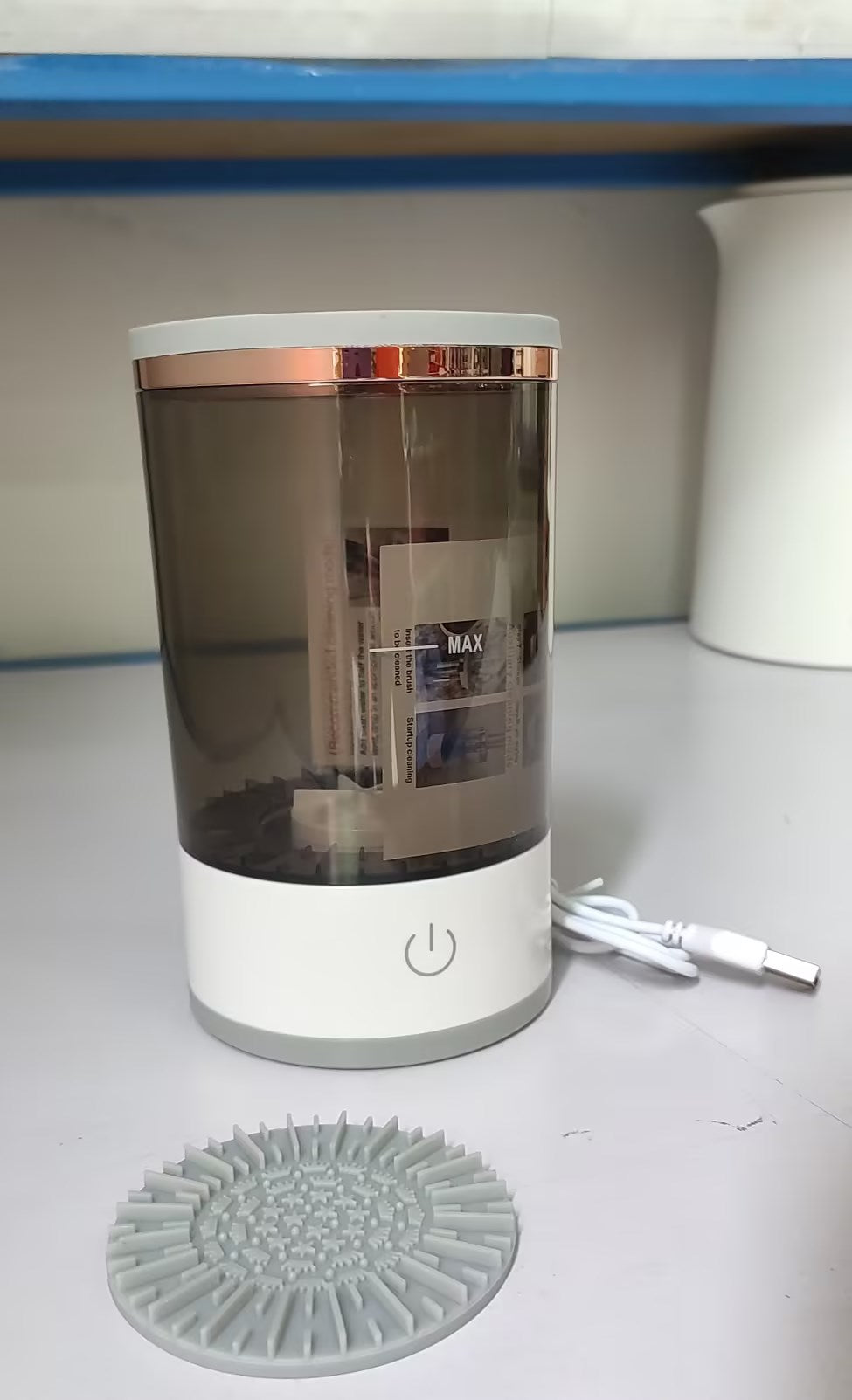 Herramienta de limpieza de brochas de sombra de ojos para mujeres, limpiador eléctrico portátil de brochas de maquillaje con carga USB, limpiador automático de brochas de cosméticos