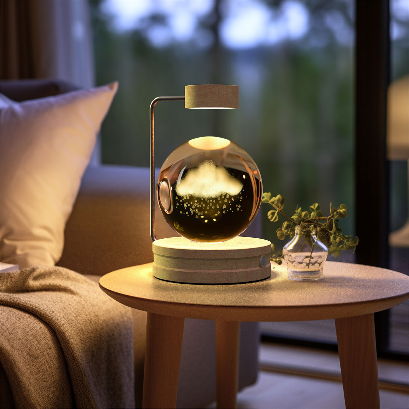 Luz de noche de bola de cristal con dinosaurio cósmico para interior, USB, luz cálida para mesita de noche, regalo de cumpleaños