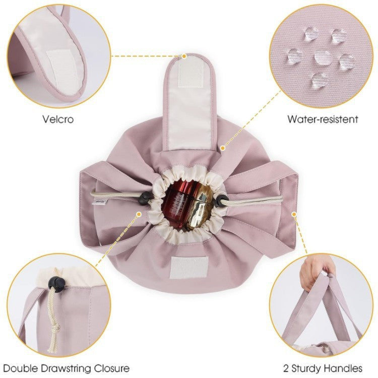 Neceser de Maquillaje con Cordón tipo Barril de Gran Capacidad para Mujer, Organizador de Artículos de Tocador, Bolsa de Almacenamiento de Viaje para Dama