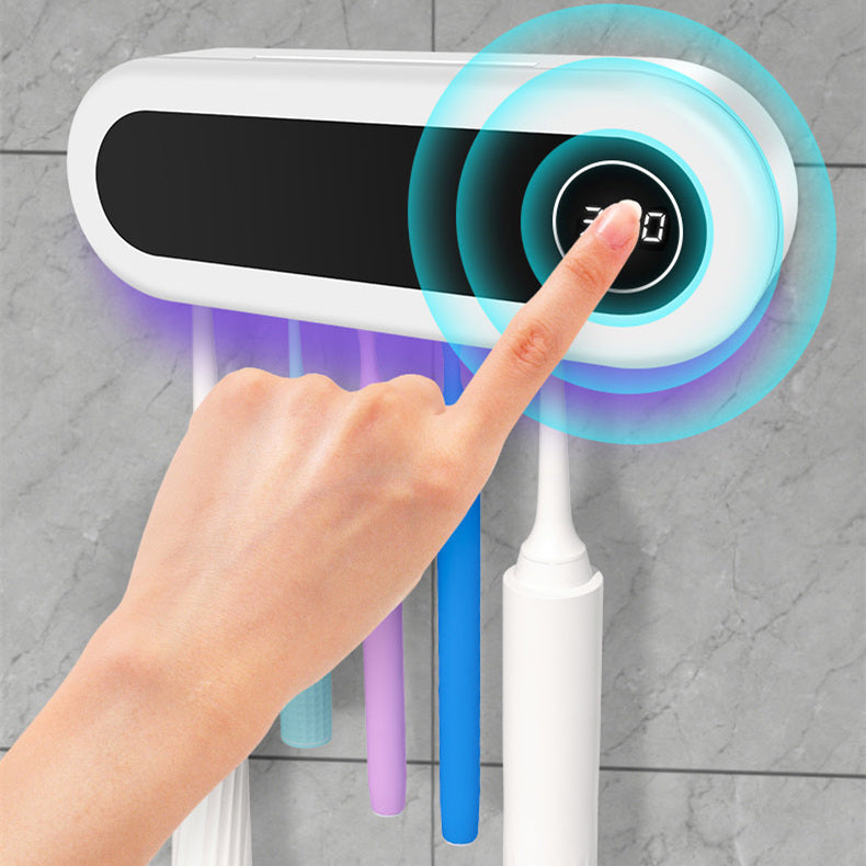 Soporte de cepillo de dientes montado en la pared, soporte esterilizador UV inteligente para cepillo de dientes, dispensador de pasta de dientes para accesorios de baño