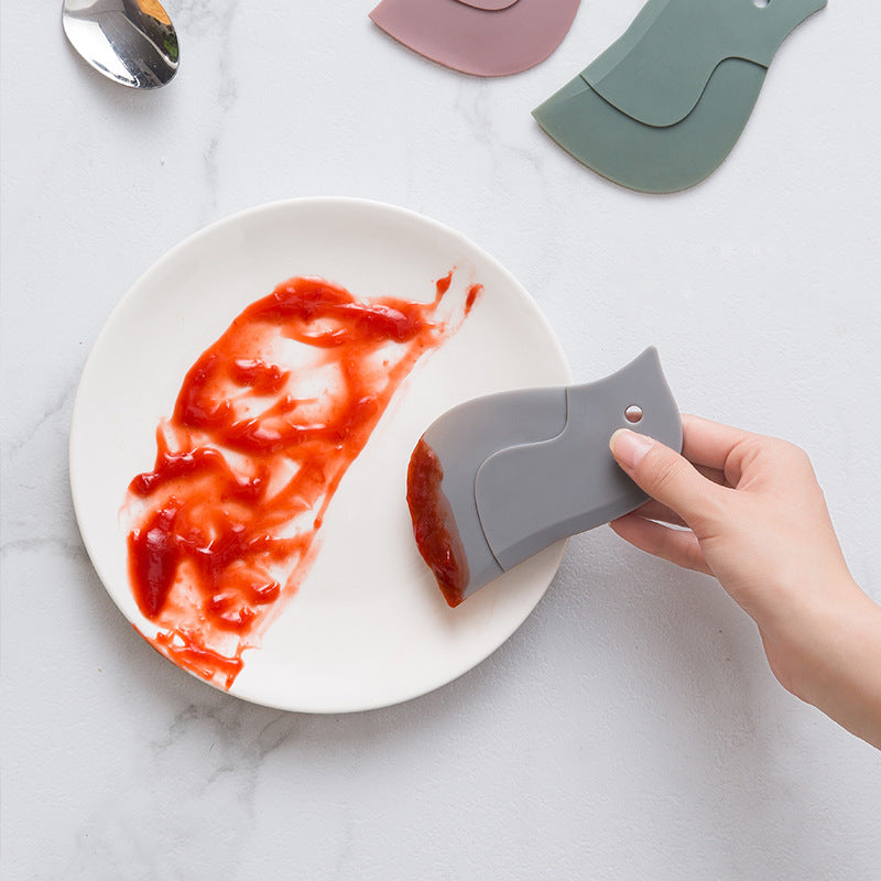 Lindo raspador de cuchilla suave con forma de pingüino para hornear, raspador de platos de aceite, artilugio de cocina para limpiar manchas sucias, escobilla de limpieza para tabla, aparatos de cocina
