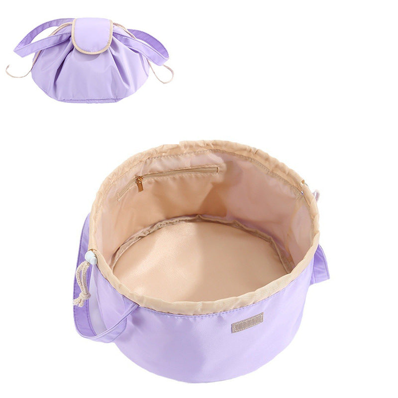 Neceser de Maquillaje con Cordón tipo Barril de Gran Capacidad para Mujer, Organizador de Artículos de Tocador, Bolsa de Almacenamiento de Viaje para Dama