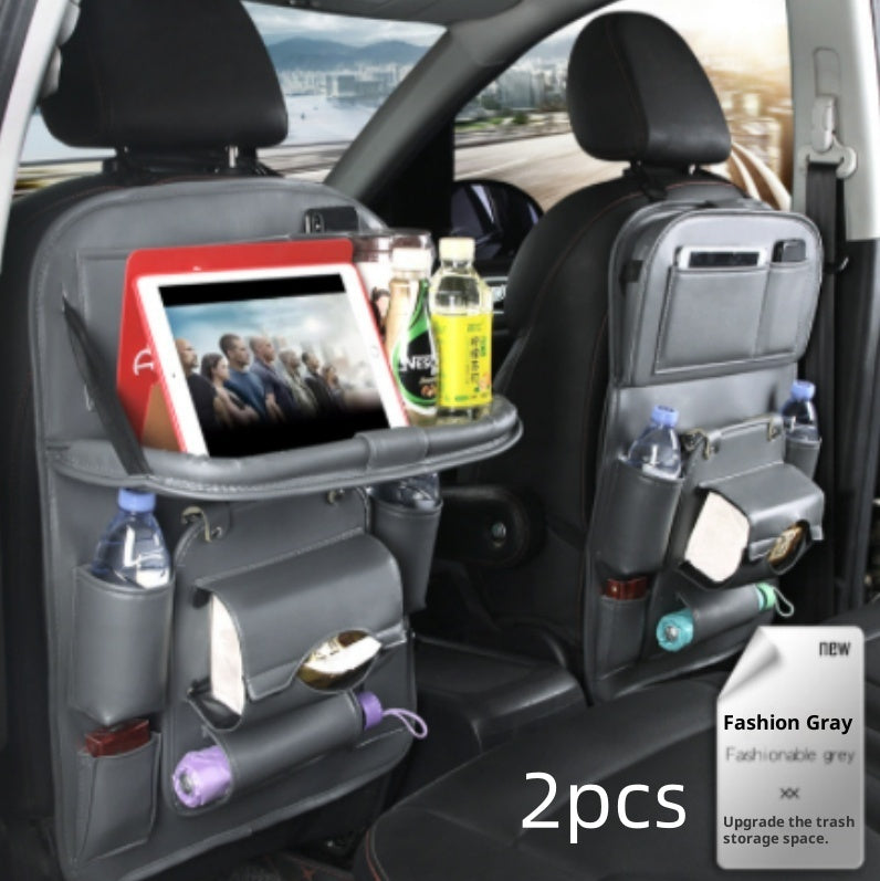 Bolsa de almacenamiento para coche de cuero PU, bandeja multifunción para asiento trasero, bolsa colgante, organizador de coche impermeable, accesorios de interior de automoción