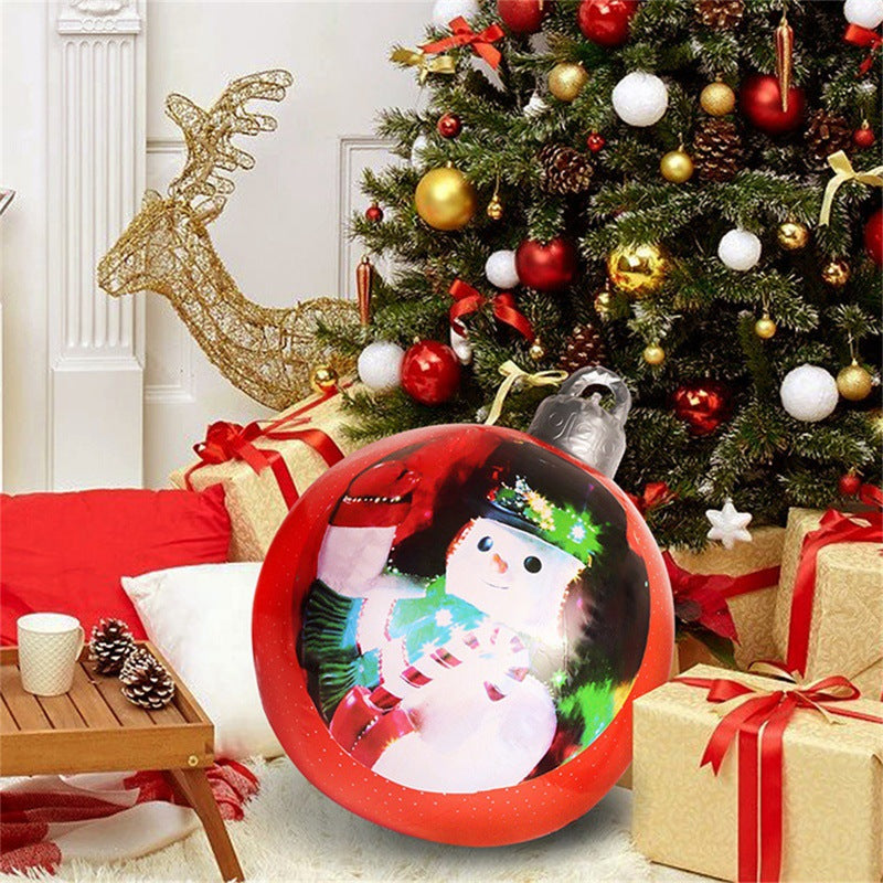 Bolas de adorno navideño de PVC para exteriores de 60 CM, bolas decoradas inflables de PVC, bolas gigantes grandes, adornos para árboles de Navidad, juguete de bola