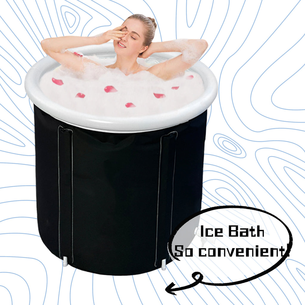 Baños de hielo portátiles Anillo de aire inflable de PVC Bañera Bañera doméstica Soporte de bañera plegable para terapia de recuperación al aire libre
