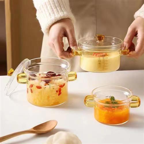 Household Borosilicate Glass Stew Pot With Measurement Scale