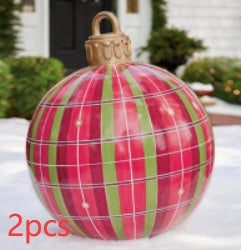 Bolas de adorno navideño de PVC para exteriores de 60 CM, bolas decoradas inflables de PVC, bolas gigantes grandes, adornos para árboles de Navidad, juguete de bola