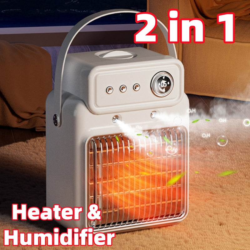 Calentador de habitación eficiente 2 en 1 de 1200 W, calentador de mesa humidificador con protección contra sobrecalentamiento, calentador de interior adecuado para oficinas