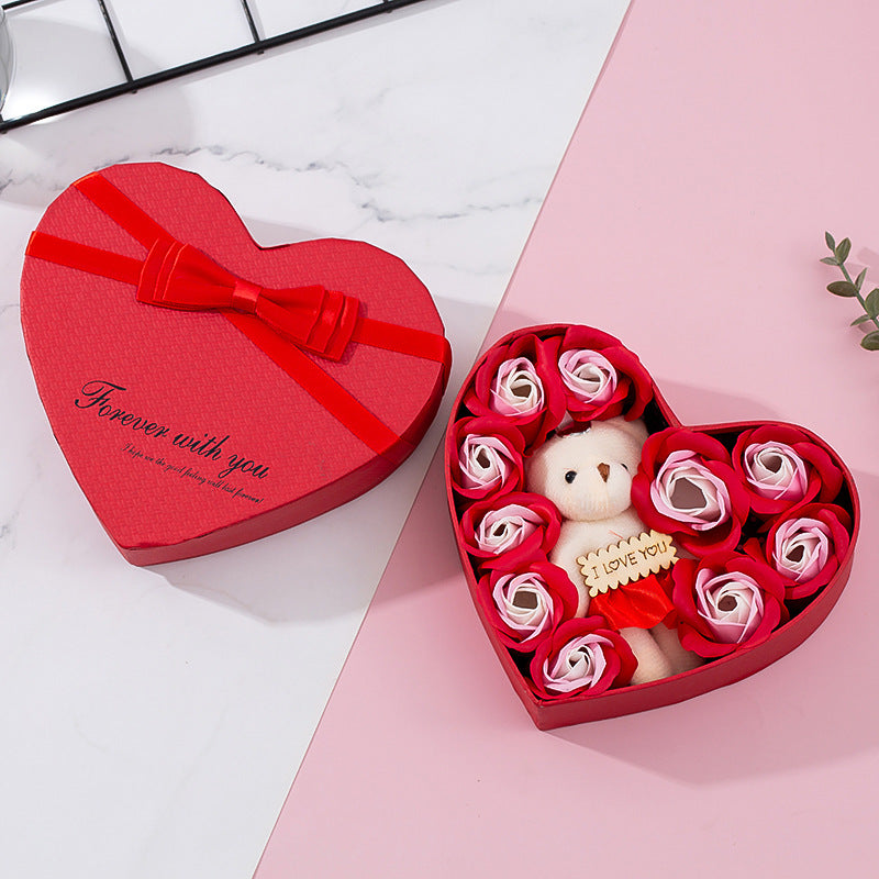 Caja de regalo roja en forma de corazón para Año Nuevo, Navidad, San Valentín, Día de la Madre, cumpleaños