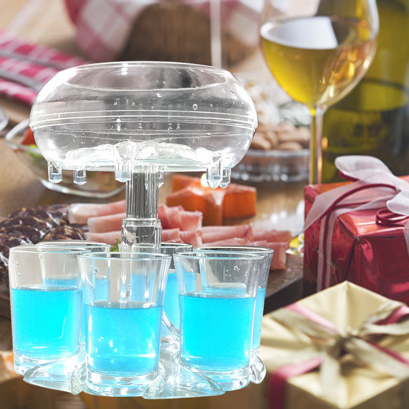 Dispensador de chupitos de 6 vasos, soporte para dispensador de vino, whisky, cerveza, accesorio de bar, juegos de fiesta, dispensador de vasos