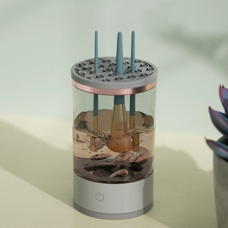 Herramienta de limpieza de brochas de sombra de ojos para mujeres, limpiador eléctrico portátil de brochas de maquillaje con carga USB, limpiador automático de brochas de cosméticos