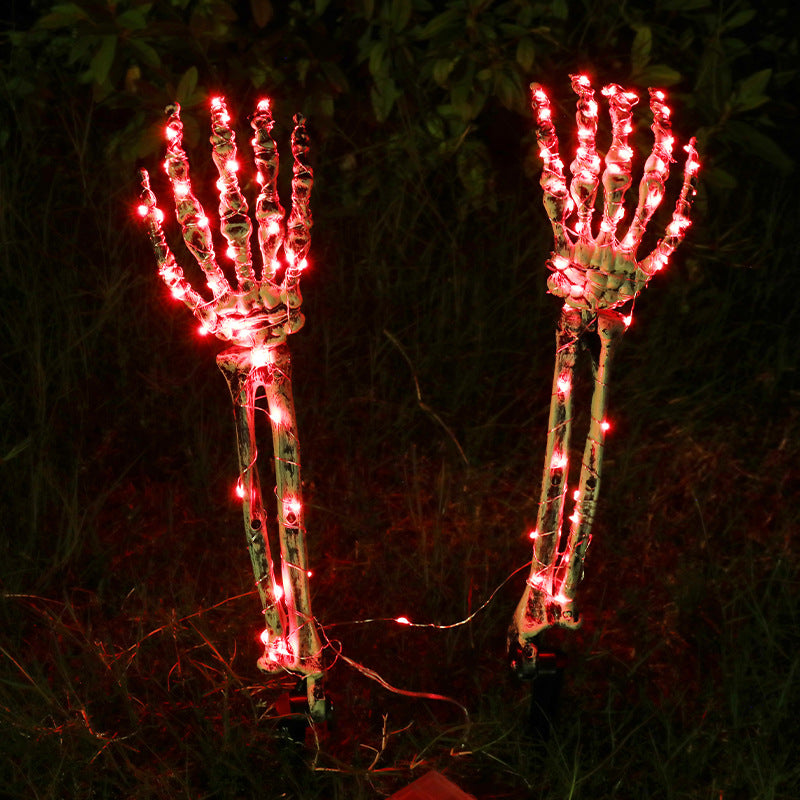 Halloween LED Iluminado Esqueleto Brazo Mano Fiesta de Halloween al Aire Libre Hogar Jardín Césped Decoración Casa Encantada Atrezos de Terror Decoración de Halloween