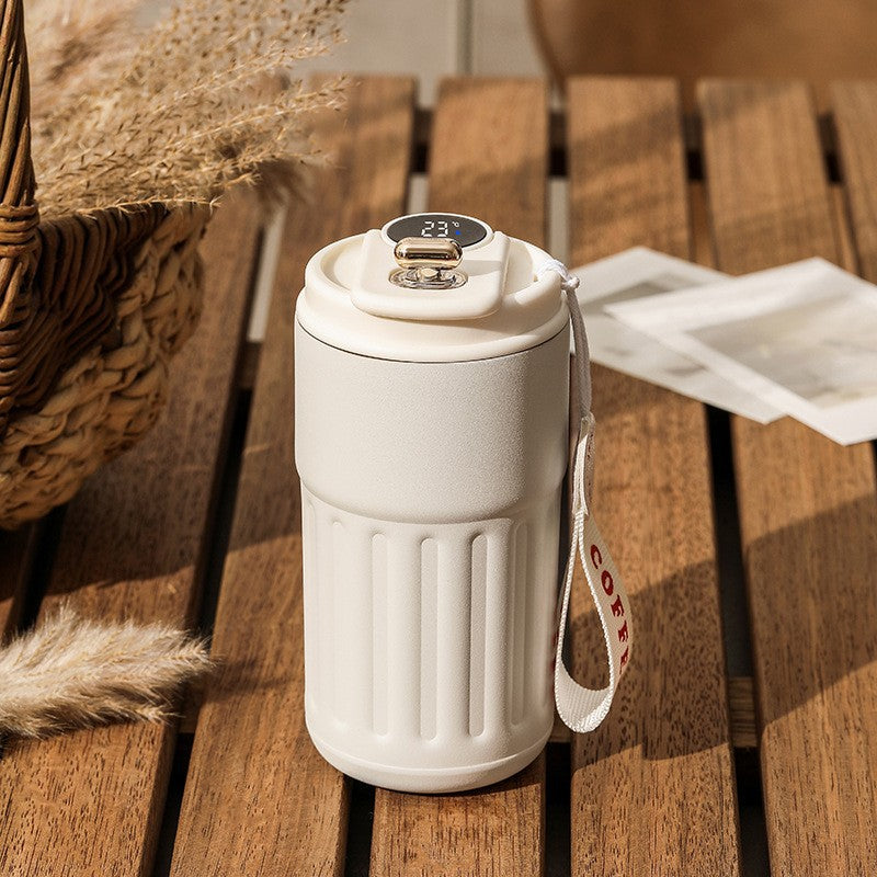 Taza de café portátil inteligente con pantalla digital, botella de agua de acero inoxidable, termo de coche, taza aislada para mantener el frío, 450ml