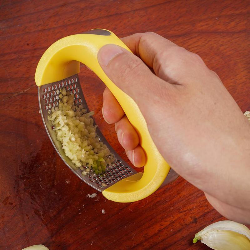 Machacador de ajos de acero inoxidable, prensa de ajos, herramientas manuales de curva para frutas y verduras, utensilios de cocina