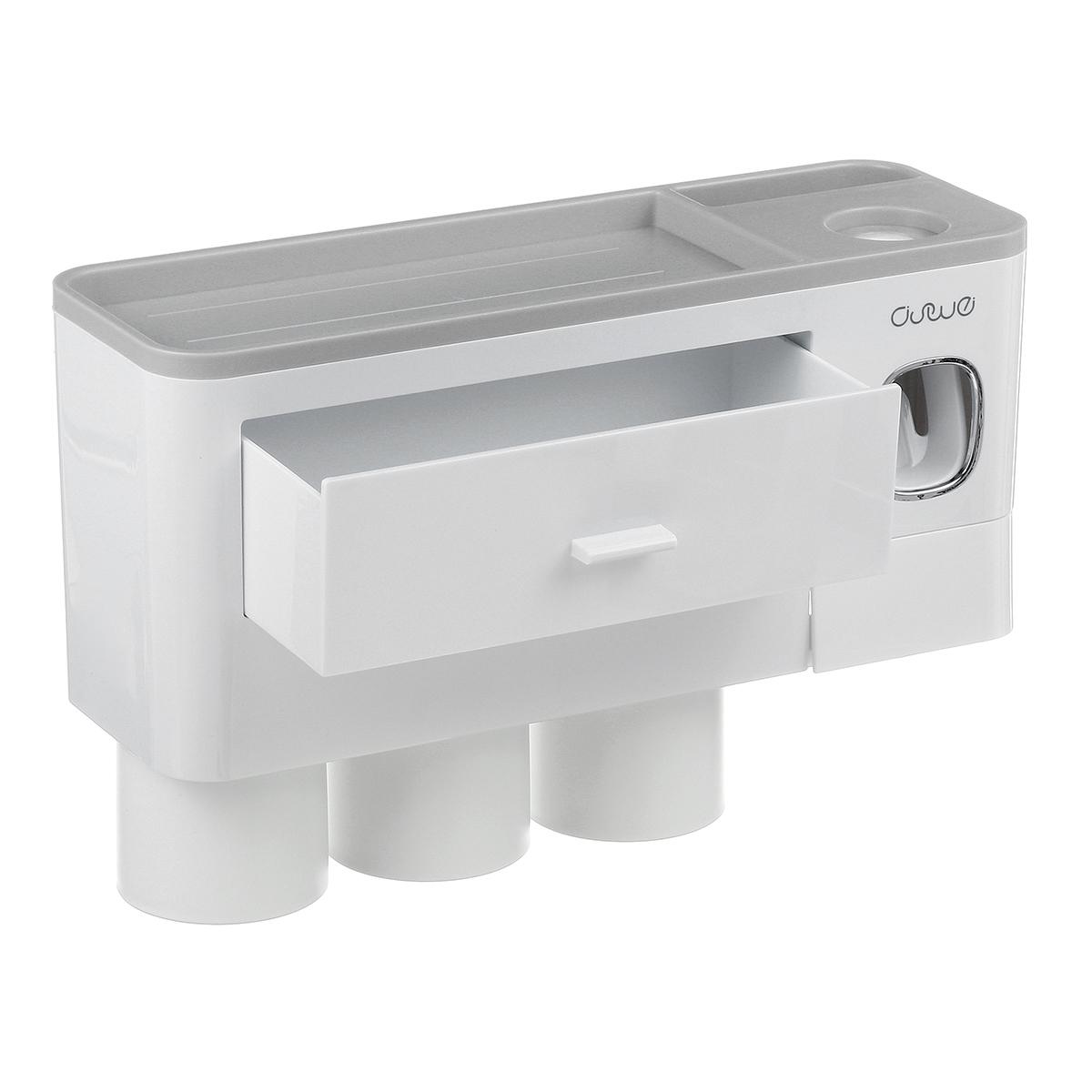Estante de almacenamiento de un solo cajón magnético para cepillos de dientes, sin marcas, con exprimidor de pasta de dientes, juego de artículos de tocador