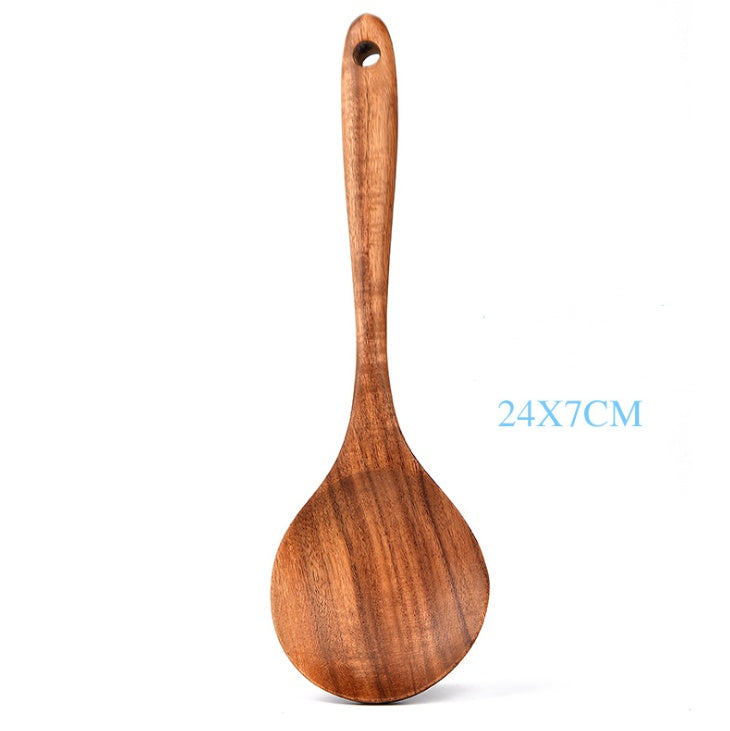 Cuchara de madera de teca natural, cucharón, espátula, colador de arroz, espumadera de sopa, juego de utensilios de cocina, cuchara, cucharon, herramientas y aparatos de cocina