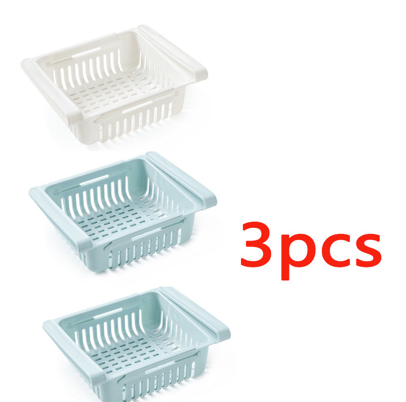 Cesta organizadora extensible para frigorífico, caja de almacenamiento multifunción para frigorífico de cocina