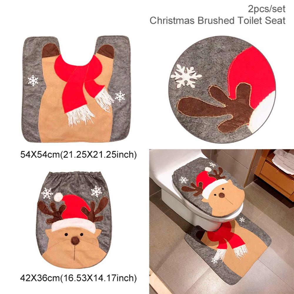 Feliz Navidad Cortina de baño Papá Noel Asiento de inodoro Decoraciones de Navidad