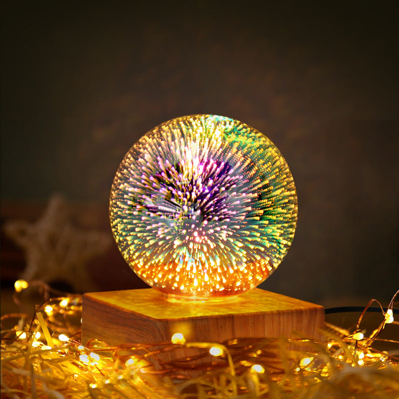 Luz de Noche USB 3D con Efecto Fuegos Artificiales, Lámpara Nocturna Romántica con Estrellas LED, Luces de Navidad, Decoración Navideña para el Hogar