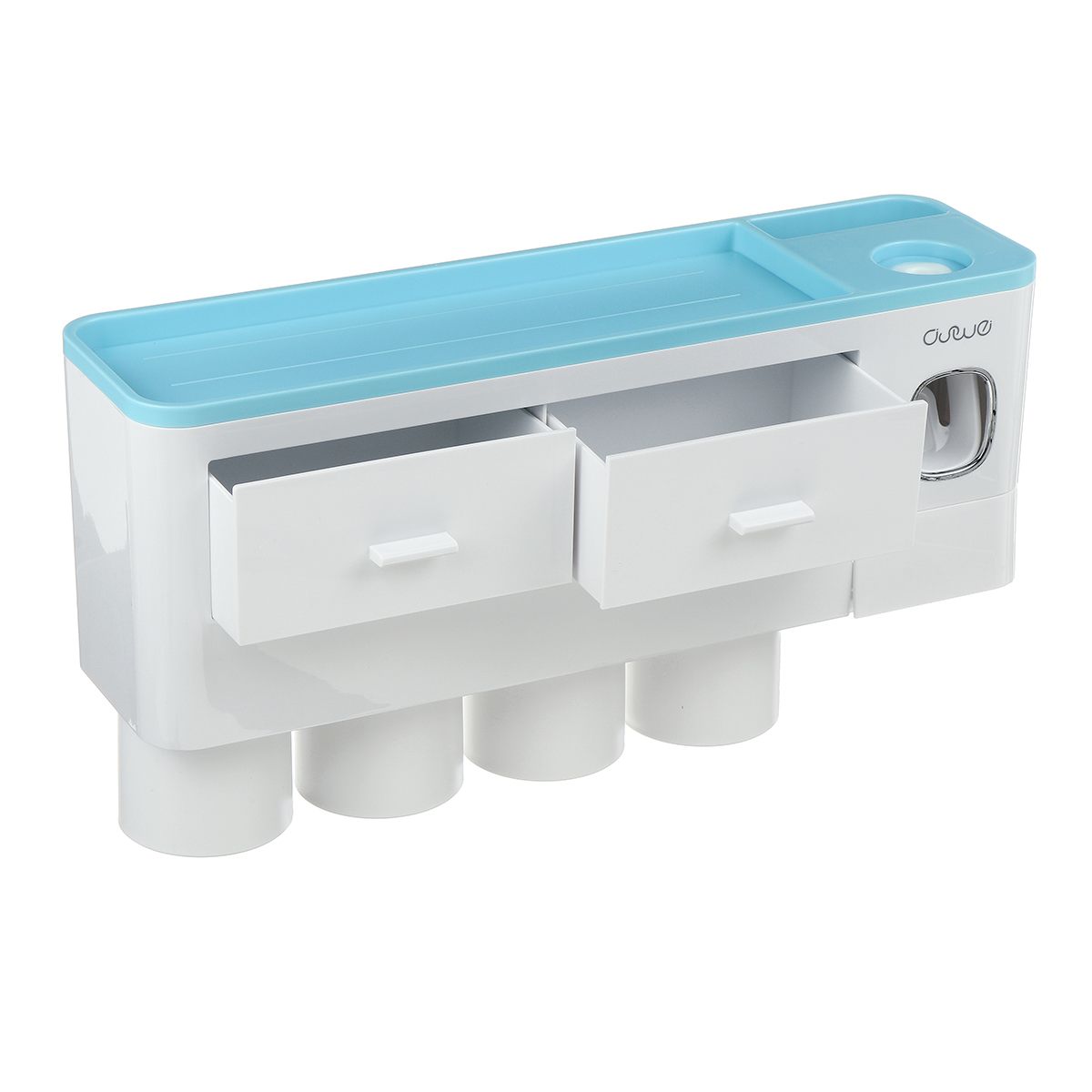 Estante de almacenamiento de un solo cajón magnético para cepillos de dientes, sin marcas, con exprimidor de pasta de dientes, juego de artículos de tocador