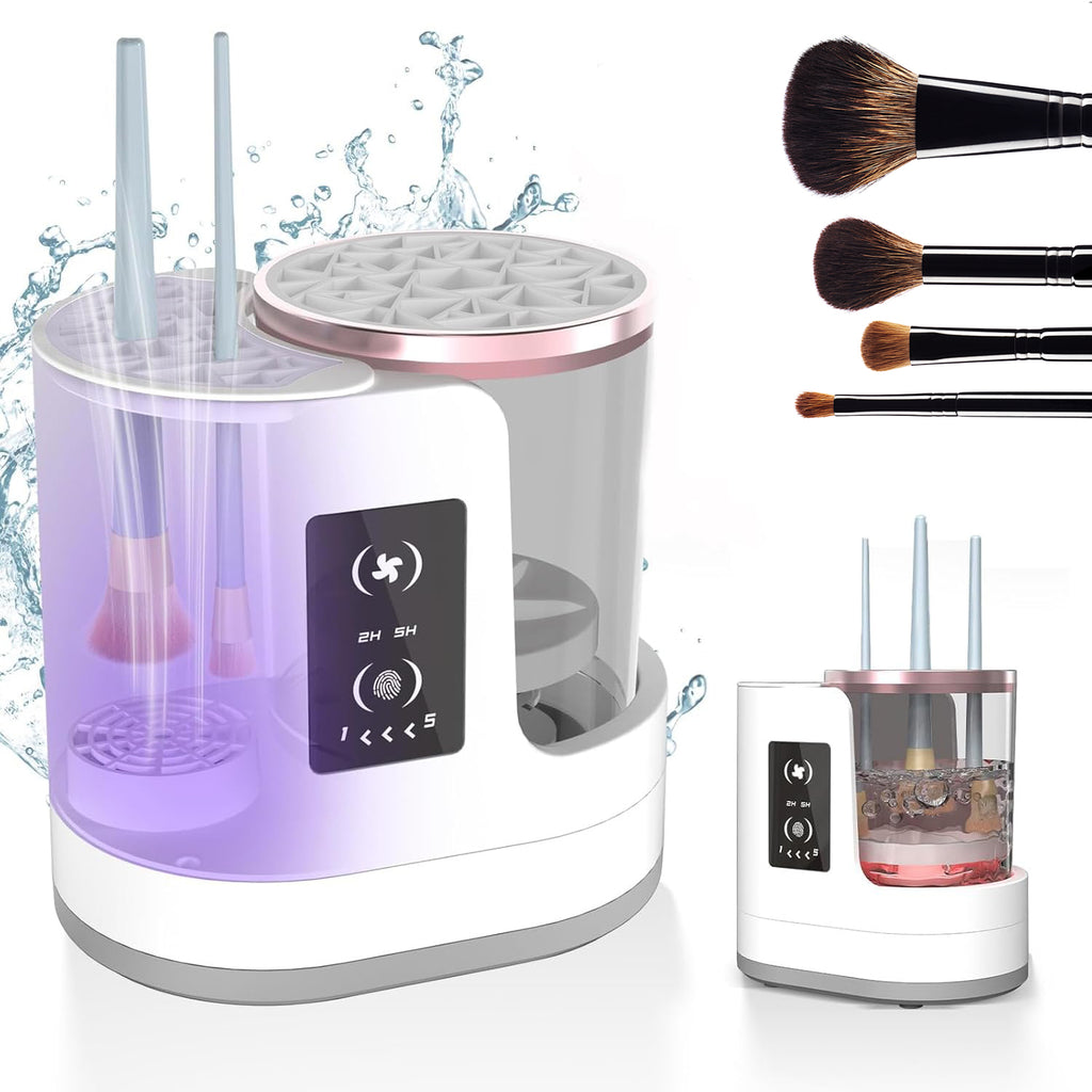 Limpiador Eléctrico de Brochas de Maquillaje, Herramienta Recargable para Limpiar Brochas de Maquillaje, Dispositivo Automático de Limpieza de Brochas de Maquillaje con Soporte