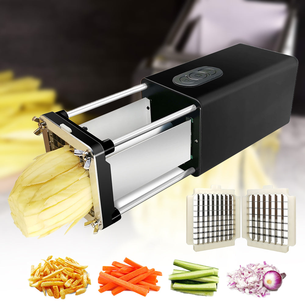 Cortador Eléctrico de Papas Fritas para Cocina con Cuchillas de Acero Inoxidable para Verduras, Papa, Zanahoria para Uso Comercial y Doméstico