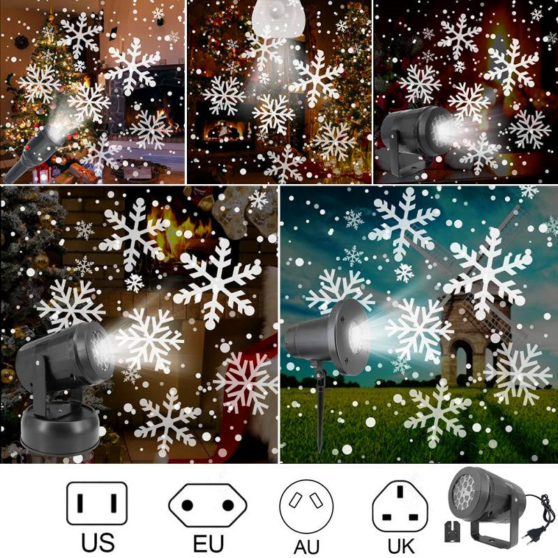 Luces de Navidad Proyector de Nieve Luces de Fiesta LED Proyector Giratorio de Copos de Nieve Iluminación de Escenario de Navidad Patrón de Navidad al Aire Libre Iluminación de Vacaciones Jardín Decoración de Navidad