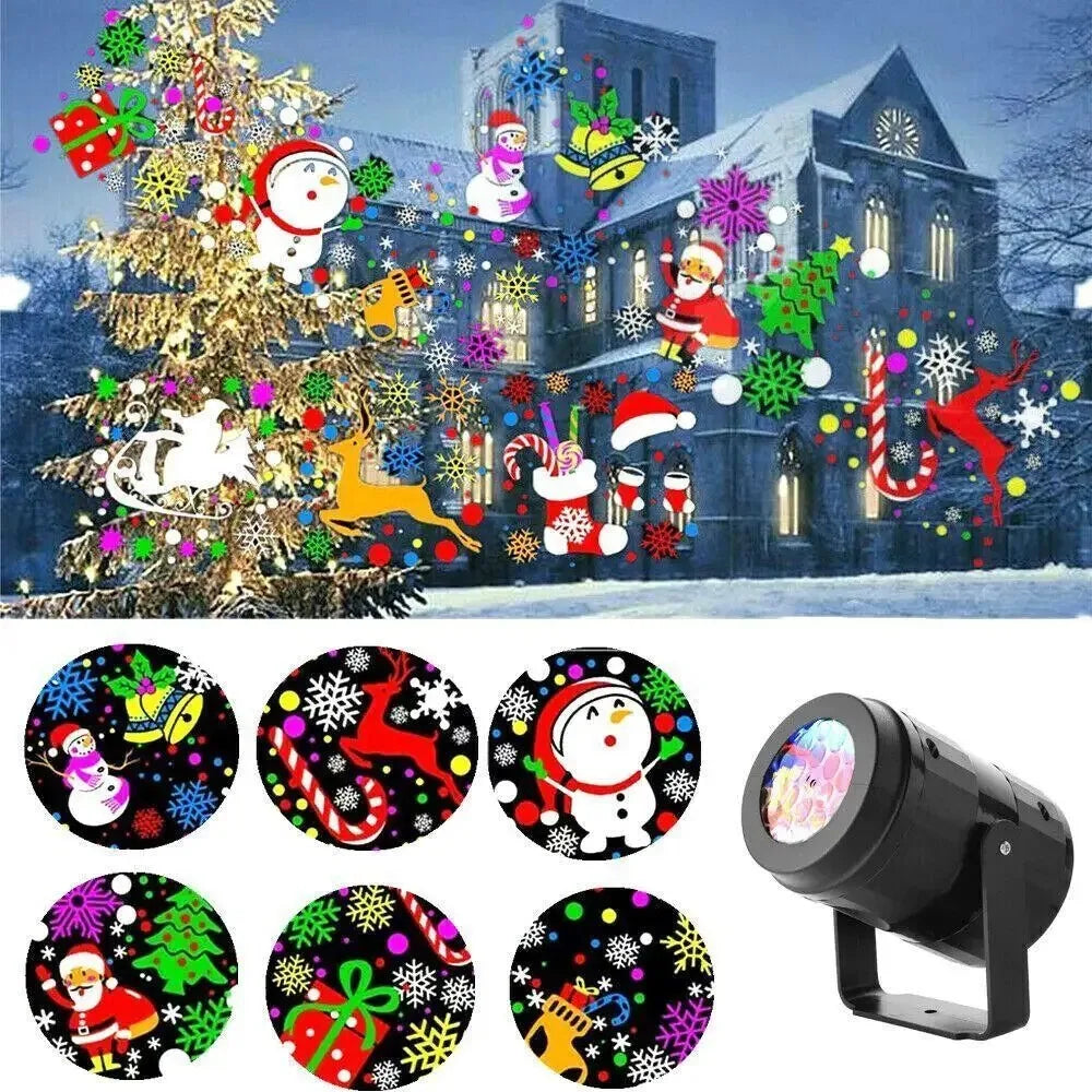 Luces de Navidad Proyector de Nieve Luces de Fiesta LED Proyector Giratorio de Copos de Nieve Iluminación de Escenario de Navidad Patrón de Navidad al Aire Libre Iluminación de Vacaciones Jardín Decoración de Navidad