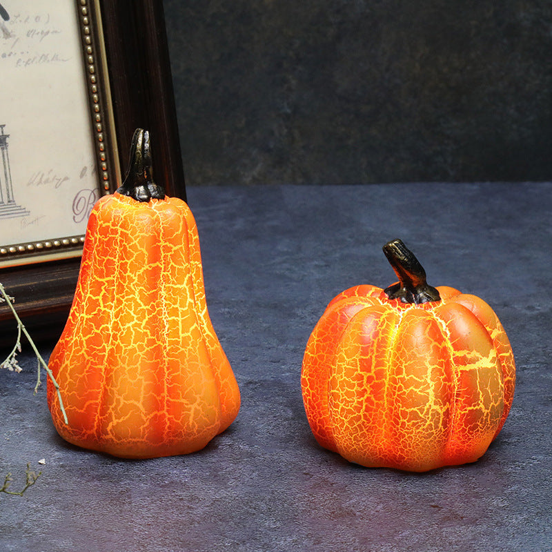 Nueva Calabaza de Halloween Linterna de calabaza de simulación Lámpara de vela LED de calabaza Resina Calabaza luminosa