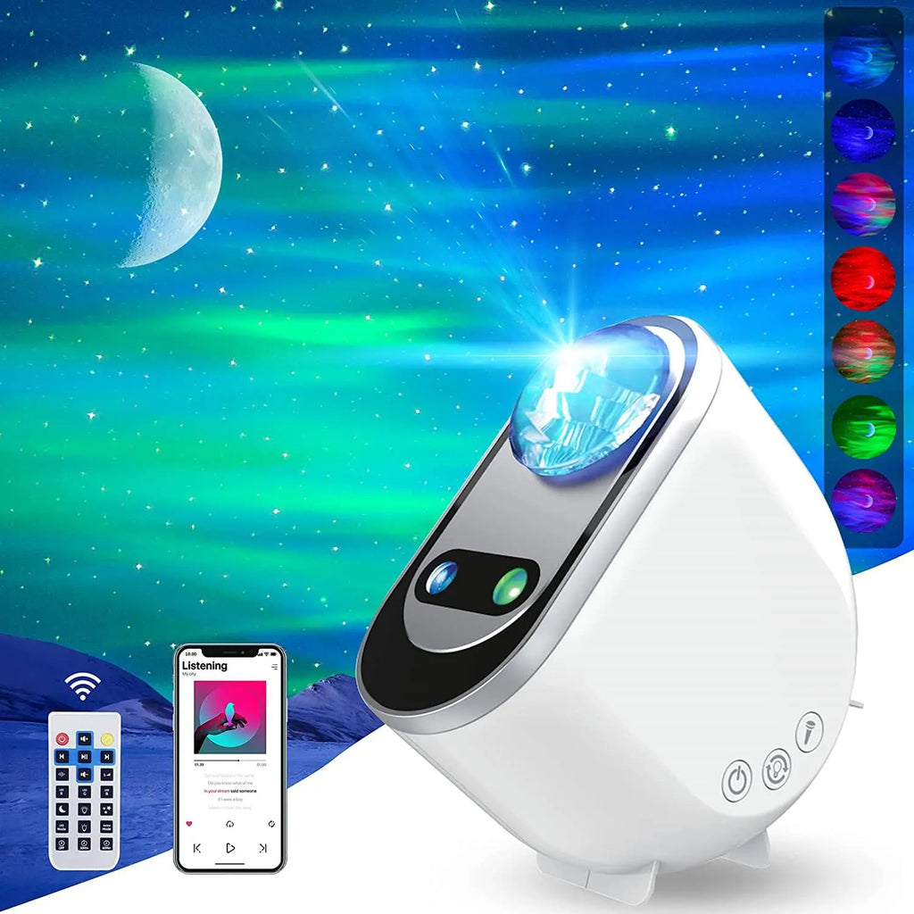Proyector de Luces de Galaxia LED Aurora Boreal Proyector de Estrellas para Ambiente de Noche Luz de Galaxia Lámpara de Noche de Cielo y Luna para Dormitorio Decoración de Habitación Regalo