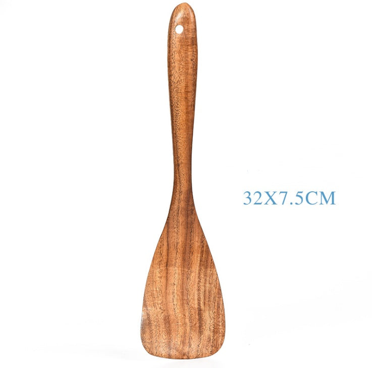 Cuchara de madera de teca natural, cucharón, espátula, colador de arroz, espumadera de sopa, juego de utensilios de cocina, cuchara, cucharon, herramientas y aparatos de cocina