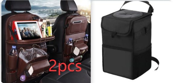Bolsa de almacenamiento para coche de cuero PU, bandeja multifunción para asiento trasero, bolsa colgante, organizador de coche impermeable, accesorios de interior de automoción