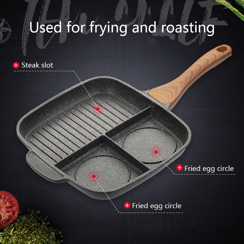 Maifanshi sartén para freír carne olla multifunción doméstica tortilla pan sartén cocina de inducción sartén antiadherente