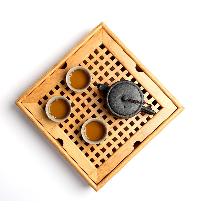 Bandeja de té de bambú Ningya mesa de té cuadrada