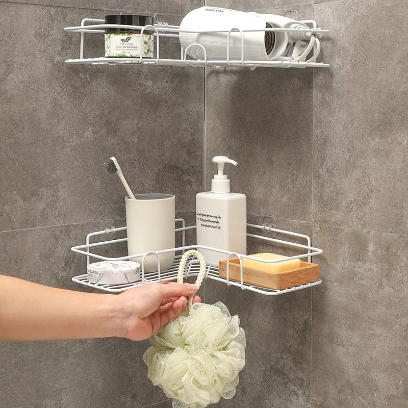 Estante de esquina para baño, estante de ducha, hierro forjado, accesorios de cocina, estante de almacenamiento, estantes de baño, equipamiento de baño