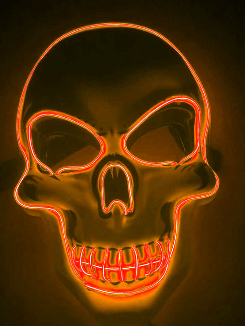 Máscara de Esqueleto Halloween con Luz LED, Máscara Aterradora