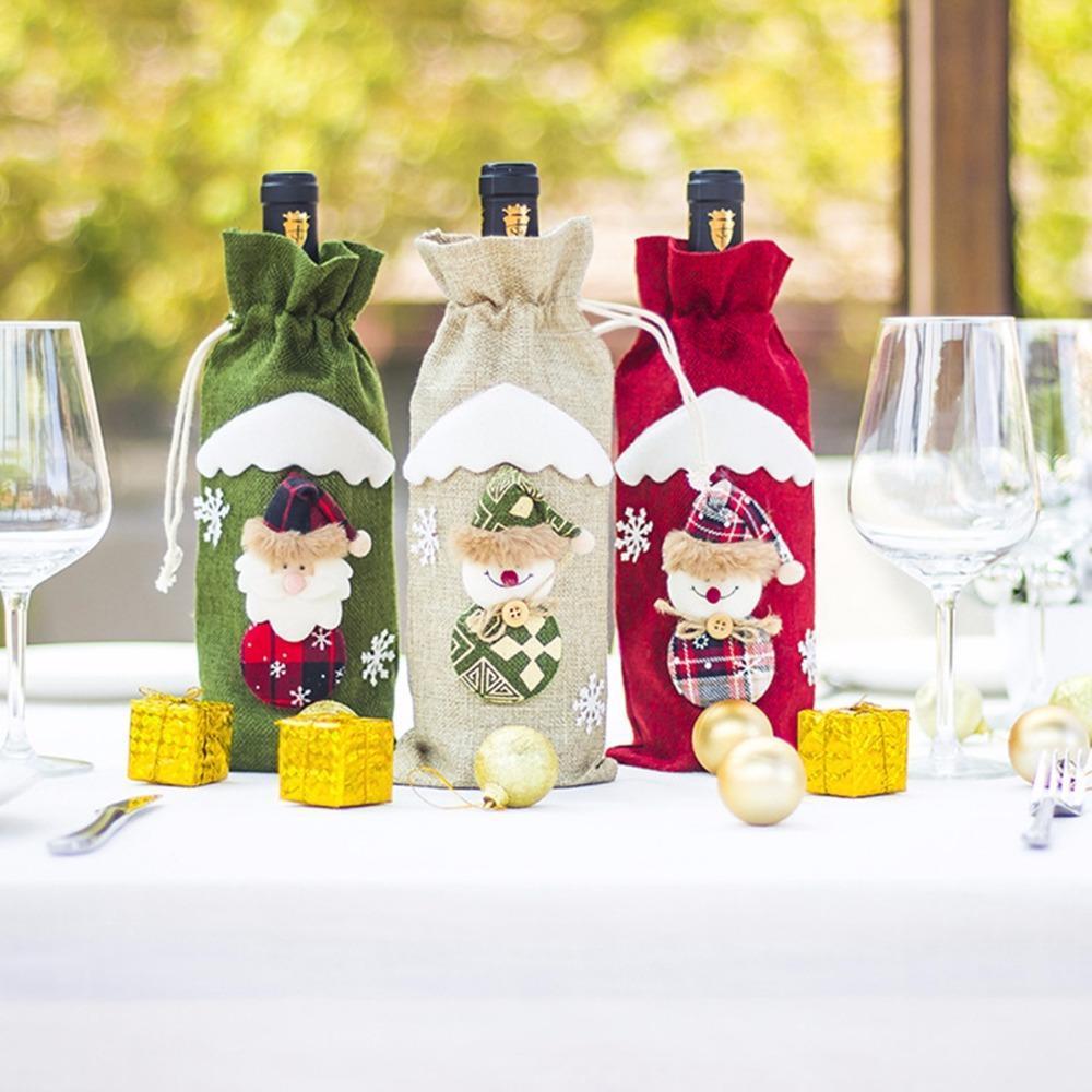 Decoraciones Navideñas Calcetines Navideños para Botellas de Vino