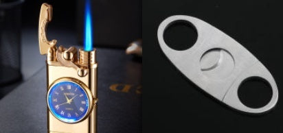 Nuevo encendedor con brazo oscilante de reloj eléctrico, encendido automático, llama azul recta, encendedor creativo con esfera real, recargable a prueba de viento, regalo para hombre.