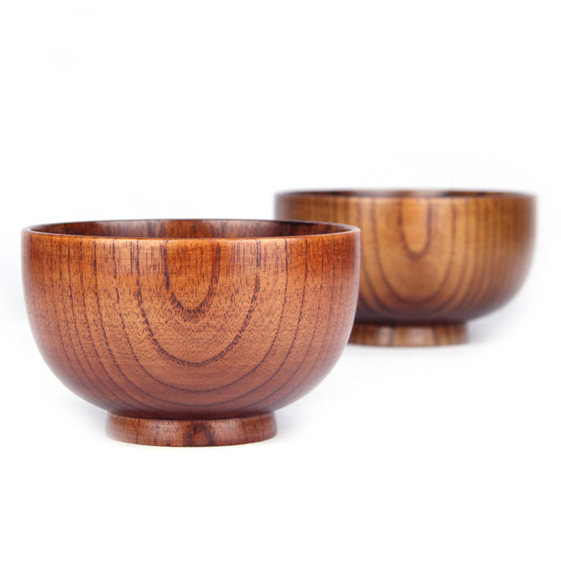 Cuenco de madera estilo japonés, tazón de madera para arroz y sopa, tazón para ensalada, recipiente de comida, tazón grande y pequeño para niños, utensilios de mesa de madera.