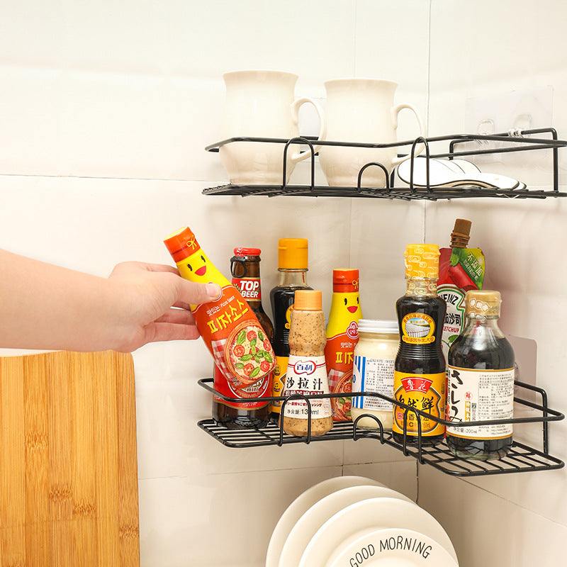 Estante de esquina para baño, estante de ducha, hierro forjado, accesorios de cocina, estante de almacenamiento, estantes de baño, equipamiento de baño