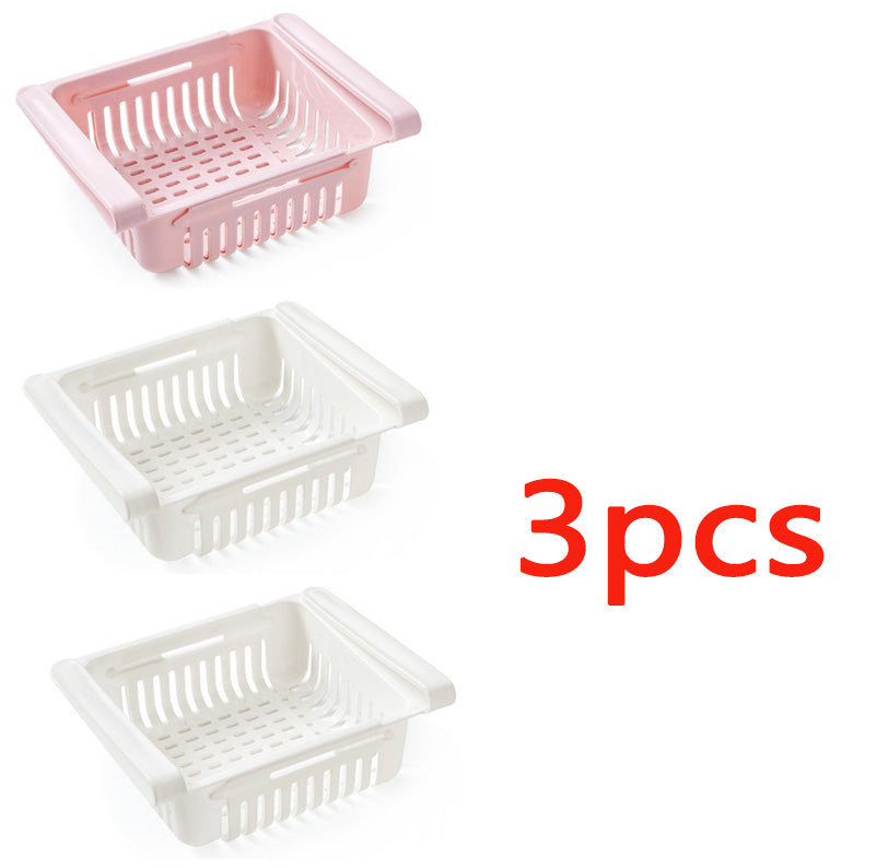 Cesta organizadora extensible para frigorífico, caja de almacenamiento multifunción para frigorífico de cocina