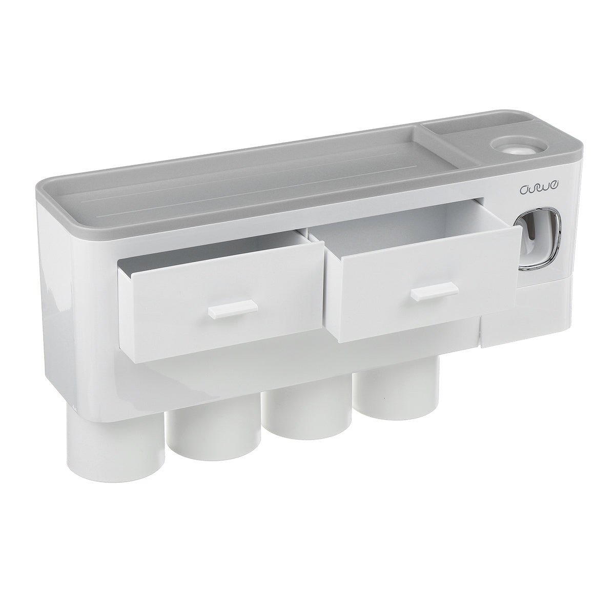 Estante de almacenamiento de un solo cajón magnético para cepillos de dientes, sin marcas, con exprimidor de pasta de dientes, juego de artículos de tocador