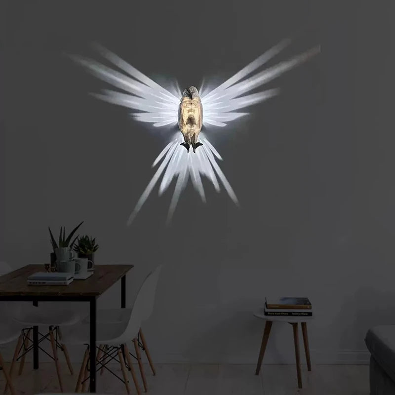 Lámpara de pared creativa moderna con forma de pájaro (búho, águila), proyector de atmósfera, aplique de luz con cuerpo de impresión 3D, iluminación animal, lustre, decoración del hogar