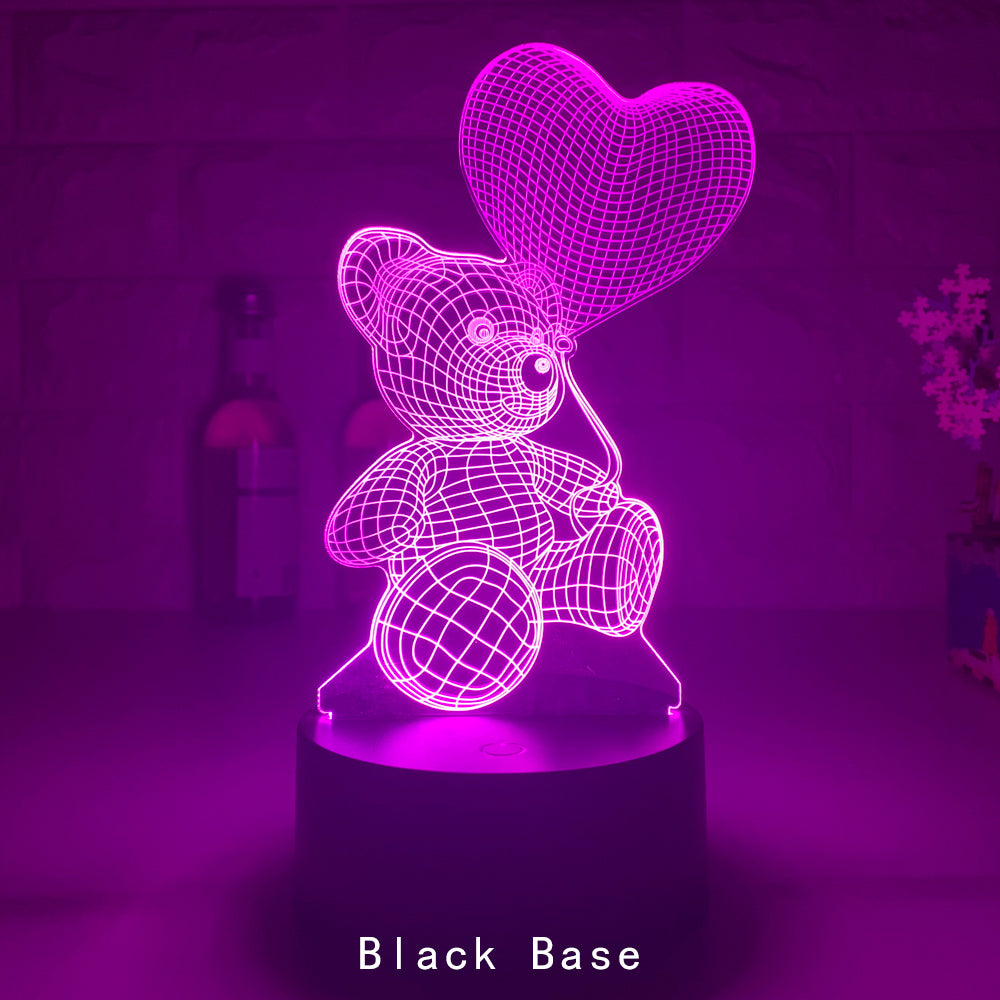 Lámpara 3D acrílica USB LED, luces de noche, letrero de neón, decoraciones navideñas para el hogar, dormitorio, decoración de cumpleaños, regalos de San Valentín